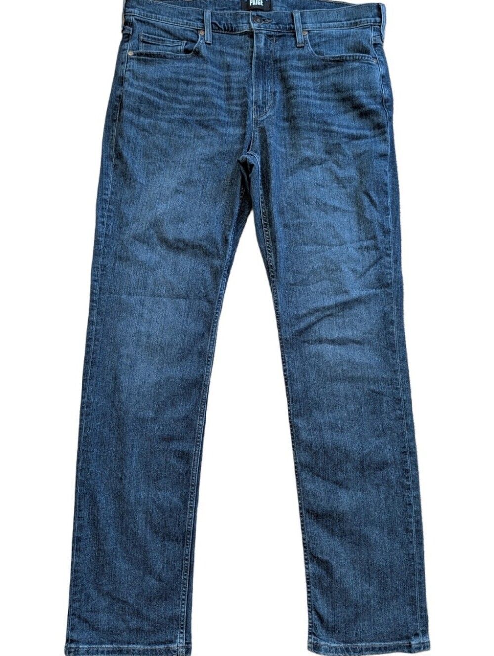 Paige Mens Dalvin Dark Wash Blue Transcend Normandie Straight Jeans Size 36